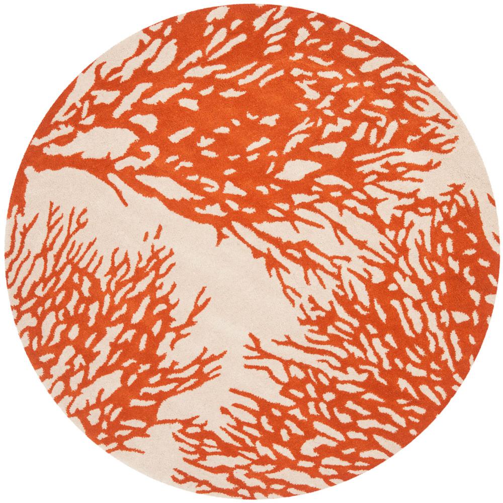 BELLA, BEIGE / TERRACOTTA, 7' X 7' Round, Area Rug