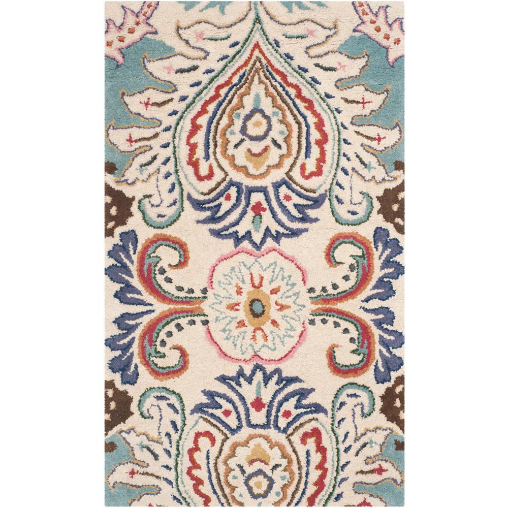 BELLA, IVORY / BLUE, 2'-6" X 4', Area Rug, BEL118A-24