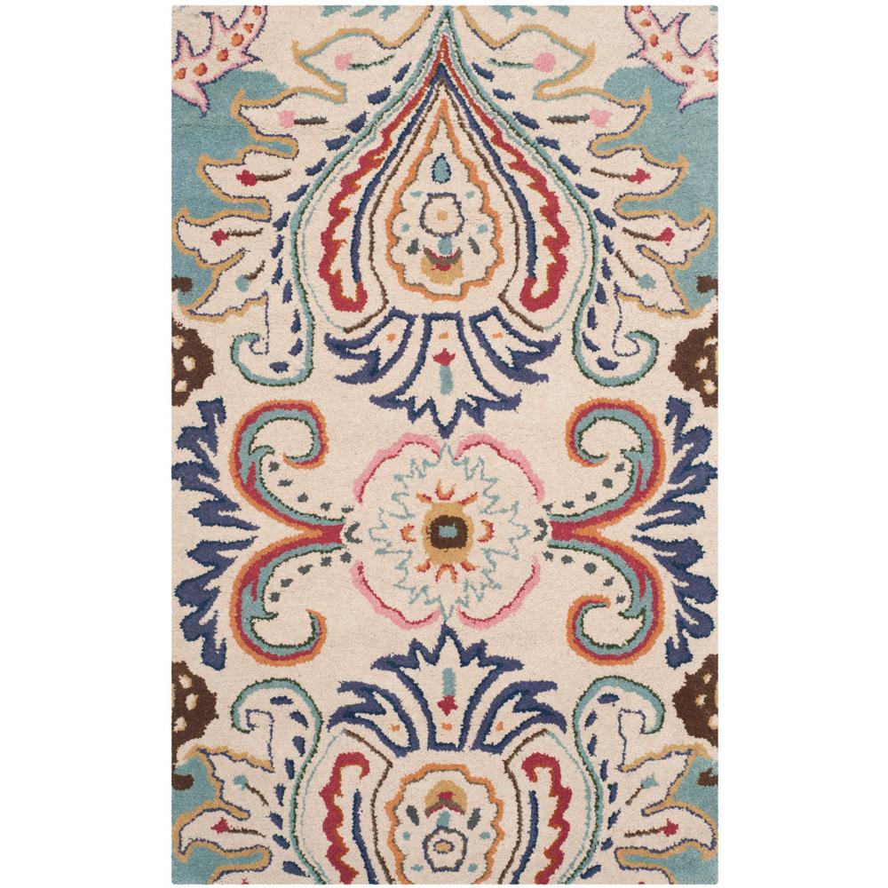 BELLA, IVORY / BLUE, 3' X 5', Area Rug, BEL118A-3