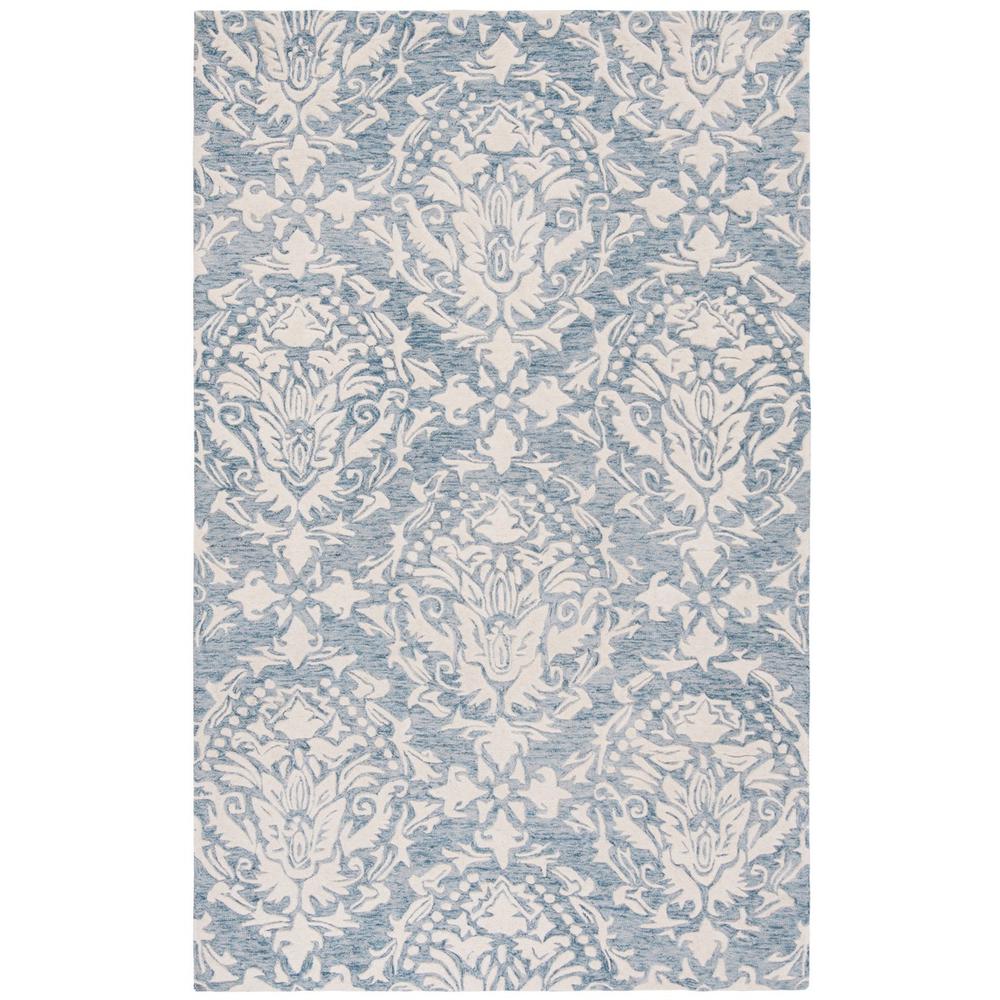 BLOSSOM, BLUE / IVORY, 5' X 8', Area Rug, BLM107B-5