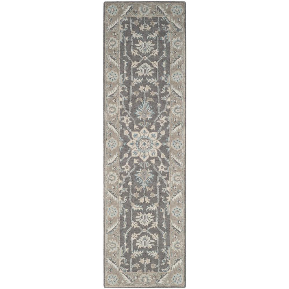 BLOSSOM, DARK GREY / LIGHT BROWN, 2'-3" X 8', Area Rug