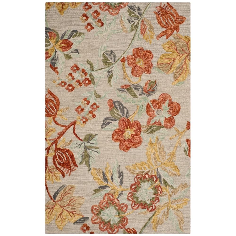 BLOSSOM, GREY / RED, 3' X 5', Area Rug
