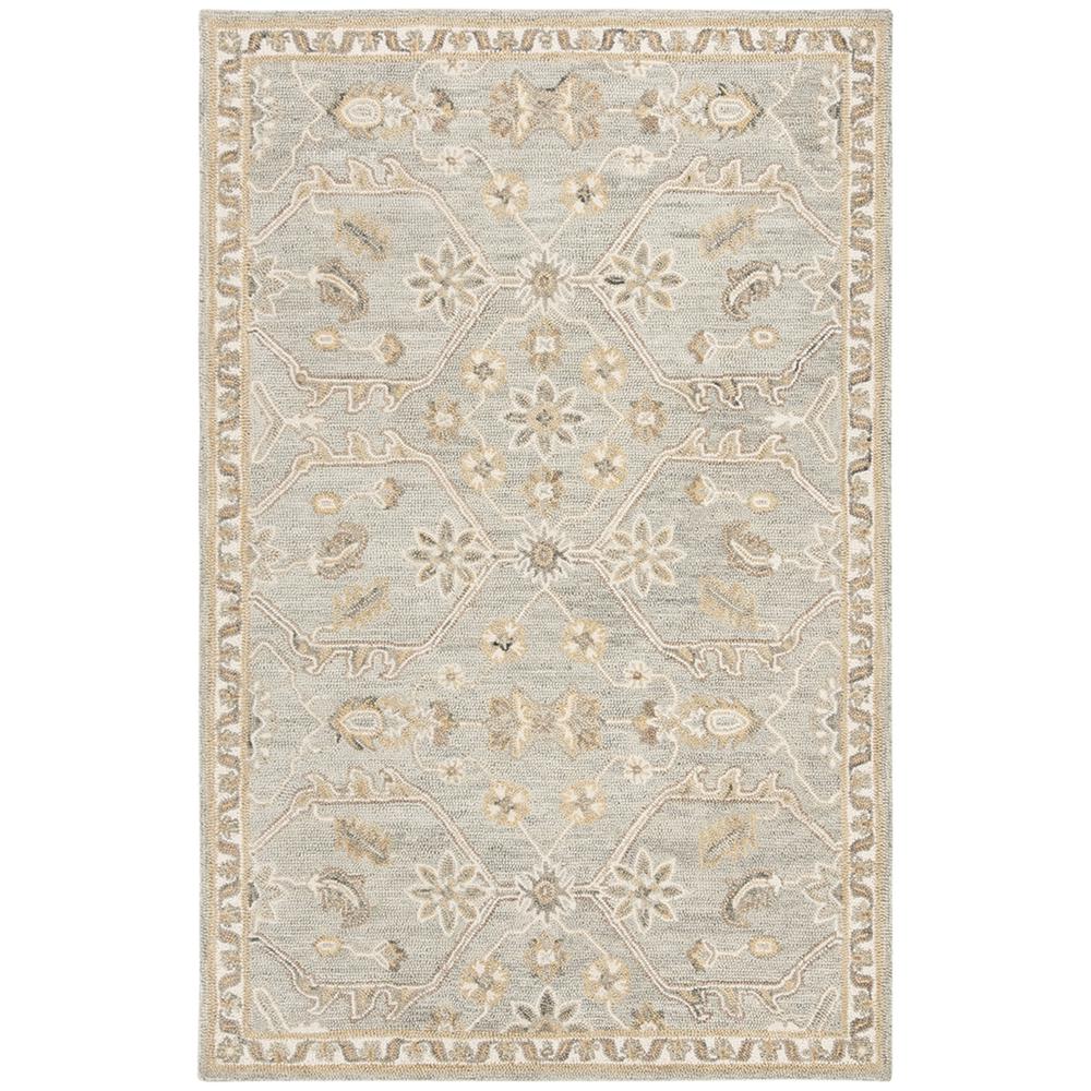 BLOSSOM, SLATE / BEIGE, 5' X 8', Area Rug