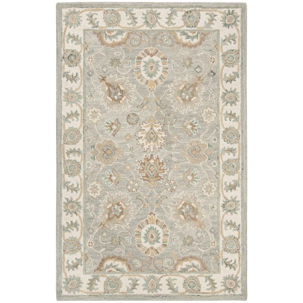 BLOSSOM, AQUA / IVORY, 5' X 8', Area Rug