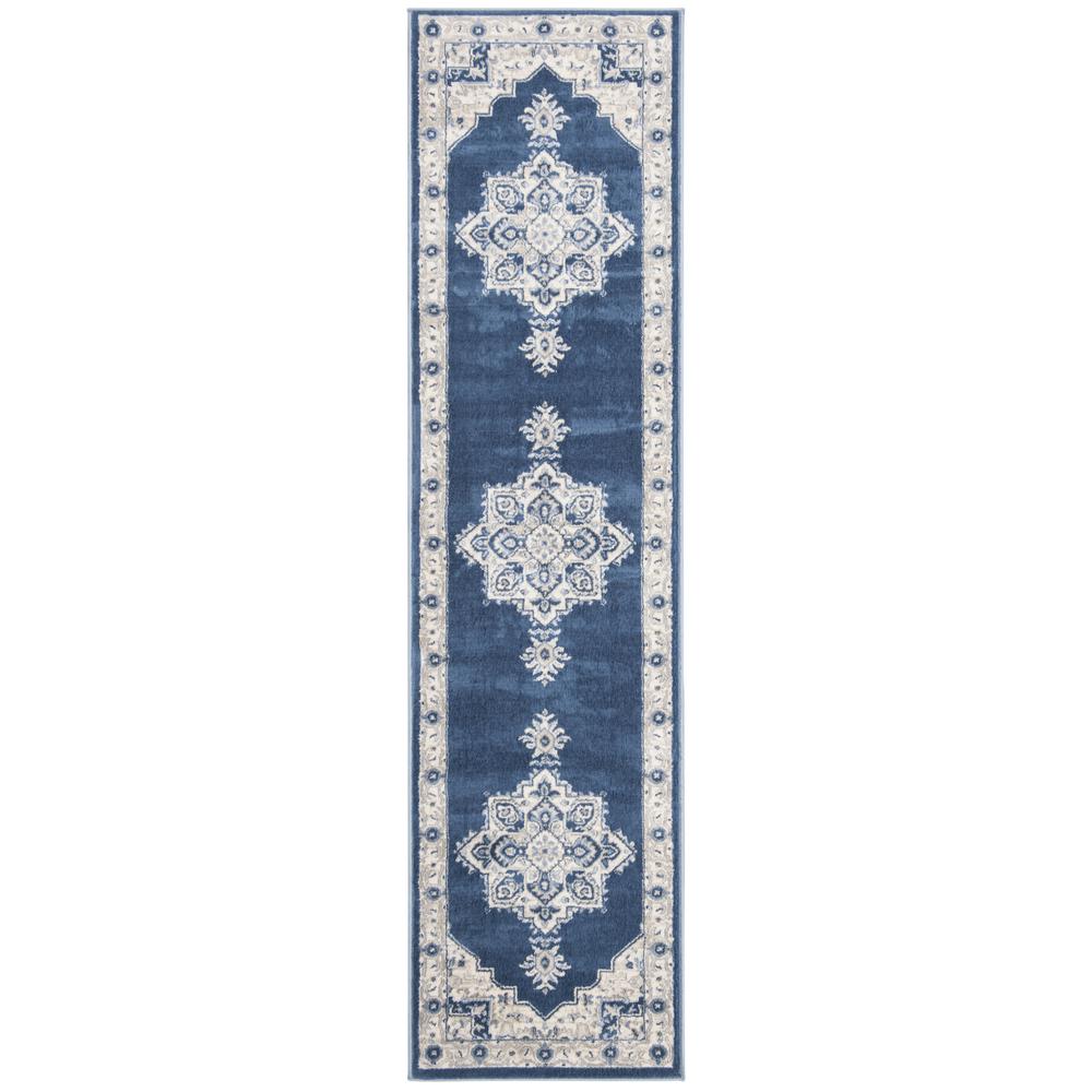 BRENTWOOD, Navy / Creme, 2' X 6', Area Rug