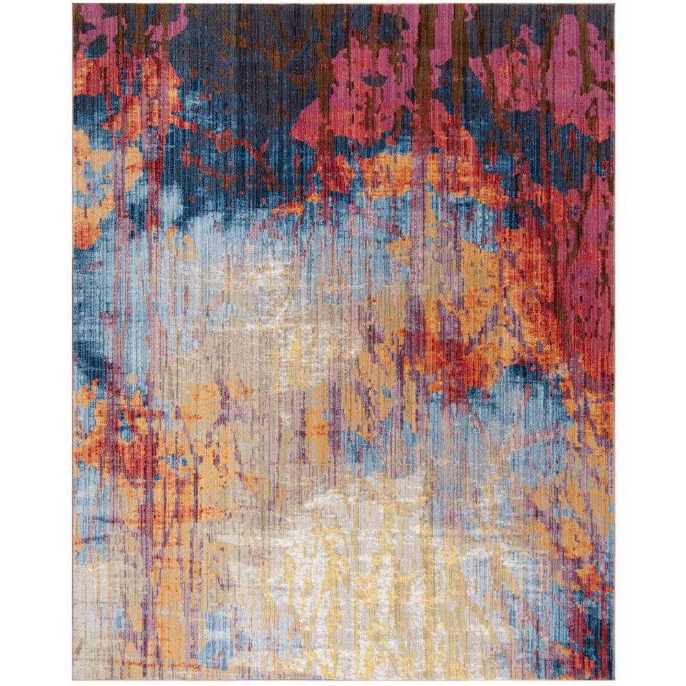BRISTOL, BLUE / RUST, 9' X 12', Area Rug