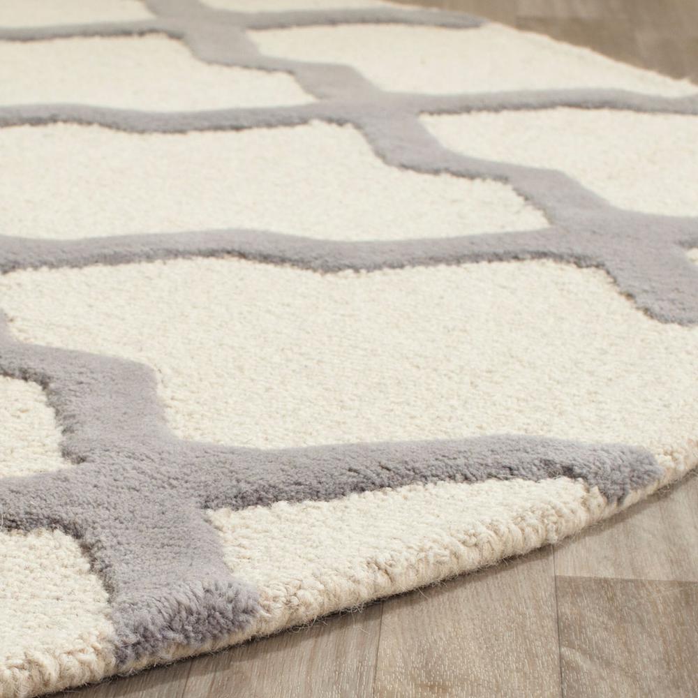 CAMBRIDGE, IVORY / SILVER, 8' X 8' Round, Area Rug