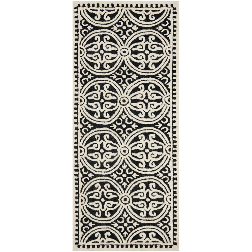 CAMBRIDGE, BLACK / IVORY, 2'-6" X 12', Area Rug, CAM123E-212