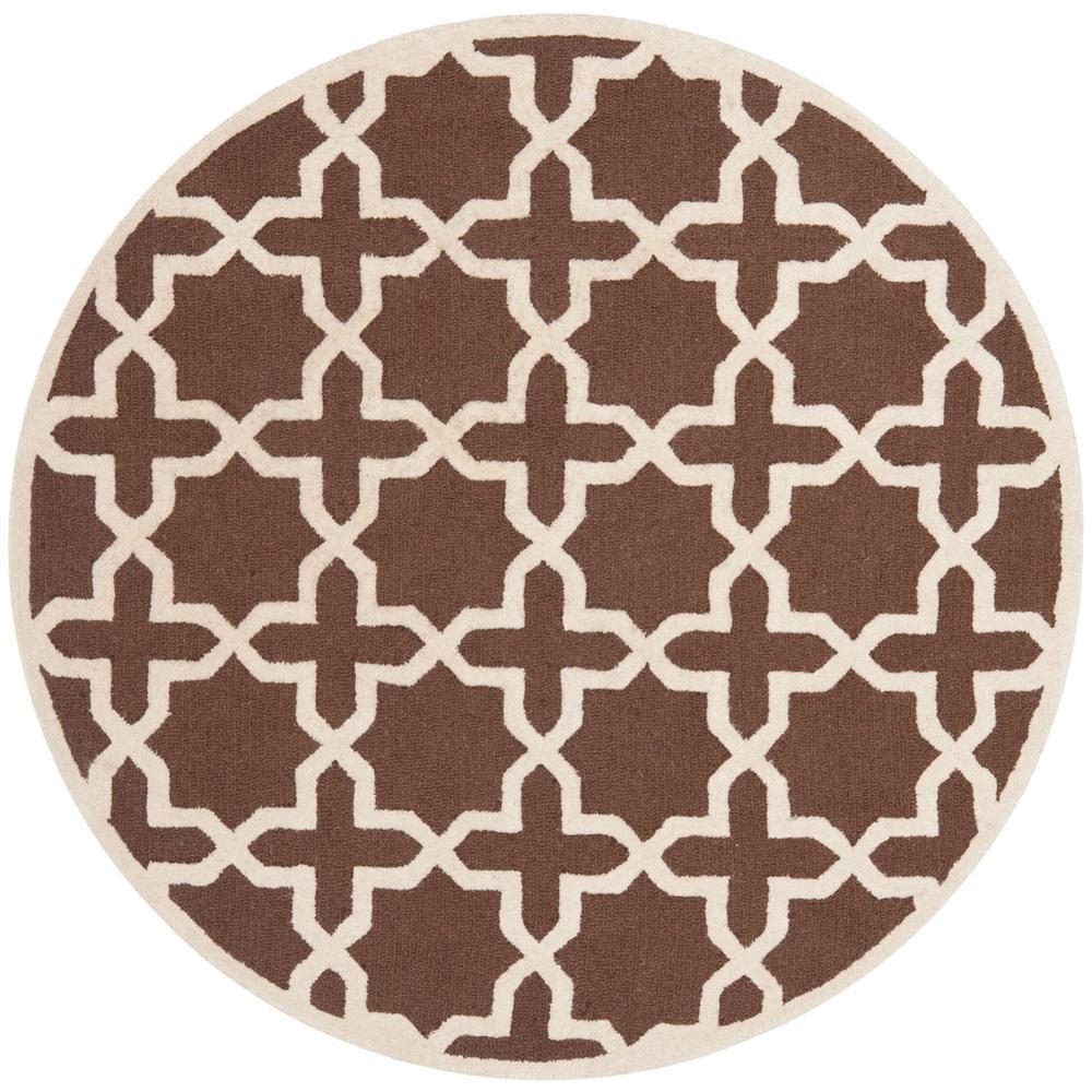 CAMBRIDGE, DARK BROWN / IVORY, 8' X 8' Round, Area Rug