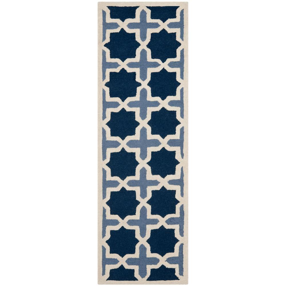 CAMBRIDGE, BLUE / IVORY, 2'-6" X 12', Area Rug, CAM127A-212