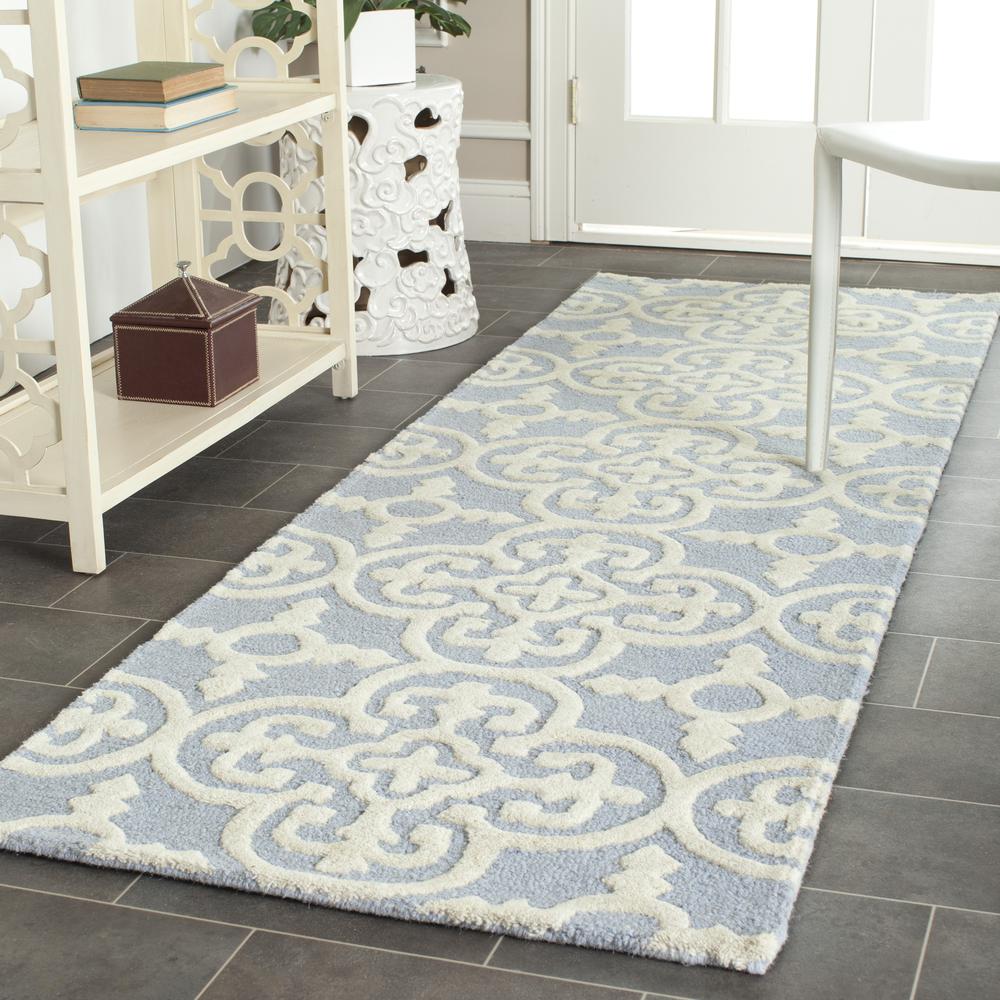 CAMBRIDGE, LIGHT BLUE / IVORY, 2'-6" X 6', Area Rug, CAM133A-26