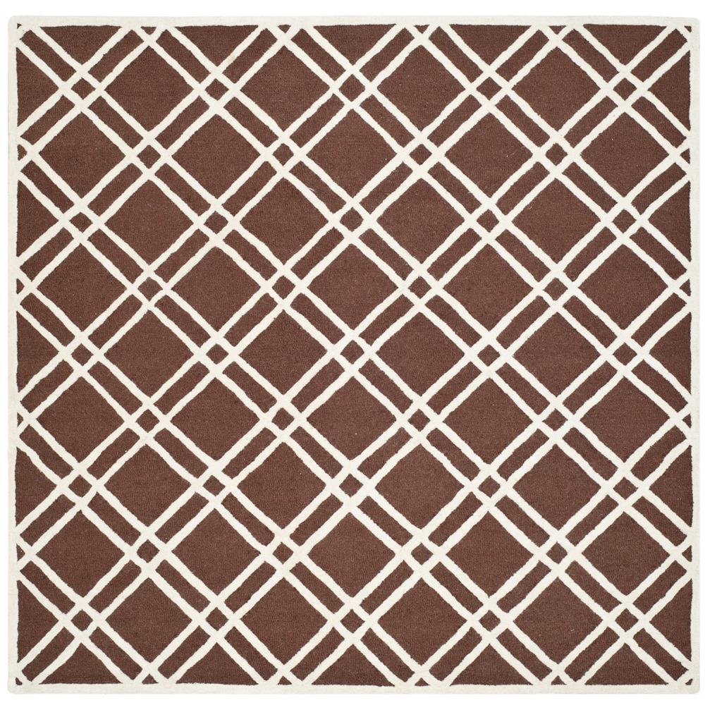 CAMBRIDGE, DARK BROWN / IVORY, 8' X 8' Square, Area Rug, CAM142H-8SQ
