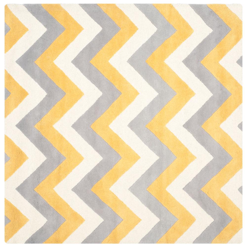 CAMBRIDGE, GREY / GOLD, 6' X 6' Square, Area Rug