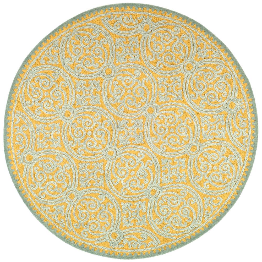 CAMBRIDGE, BLUE / GOLD, 4' X 4' Round, Area Rug