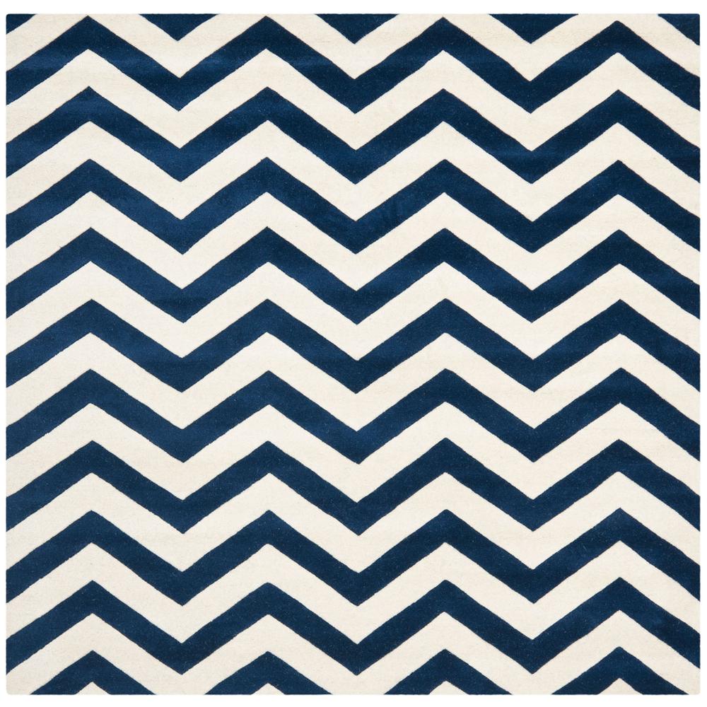 CHATHAM, DARK BLUE / IVORY, 10' X 10' Square, Area Rug