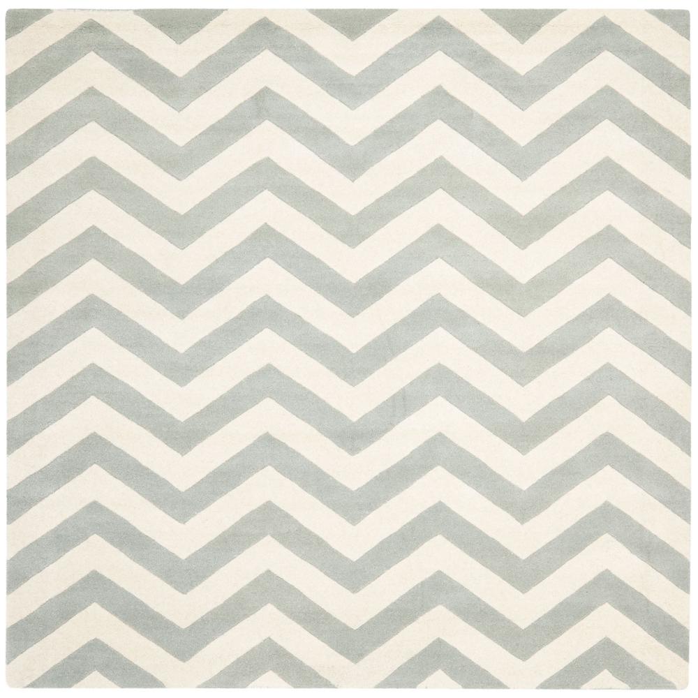 CHATHAM, GREY / IVORY, 7' X 7' Square, Area Rug, CHT715E-7SQ