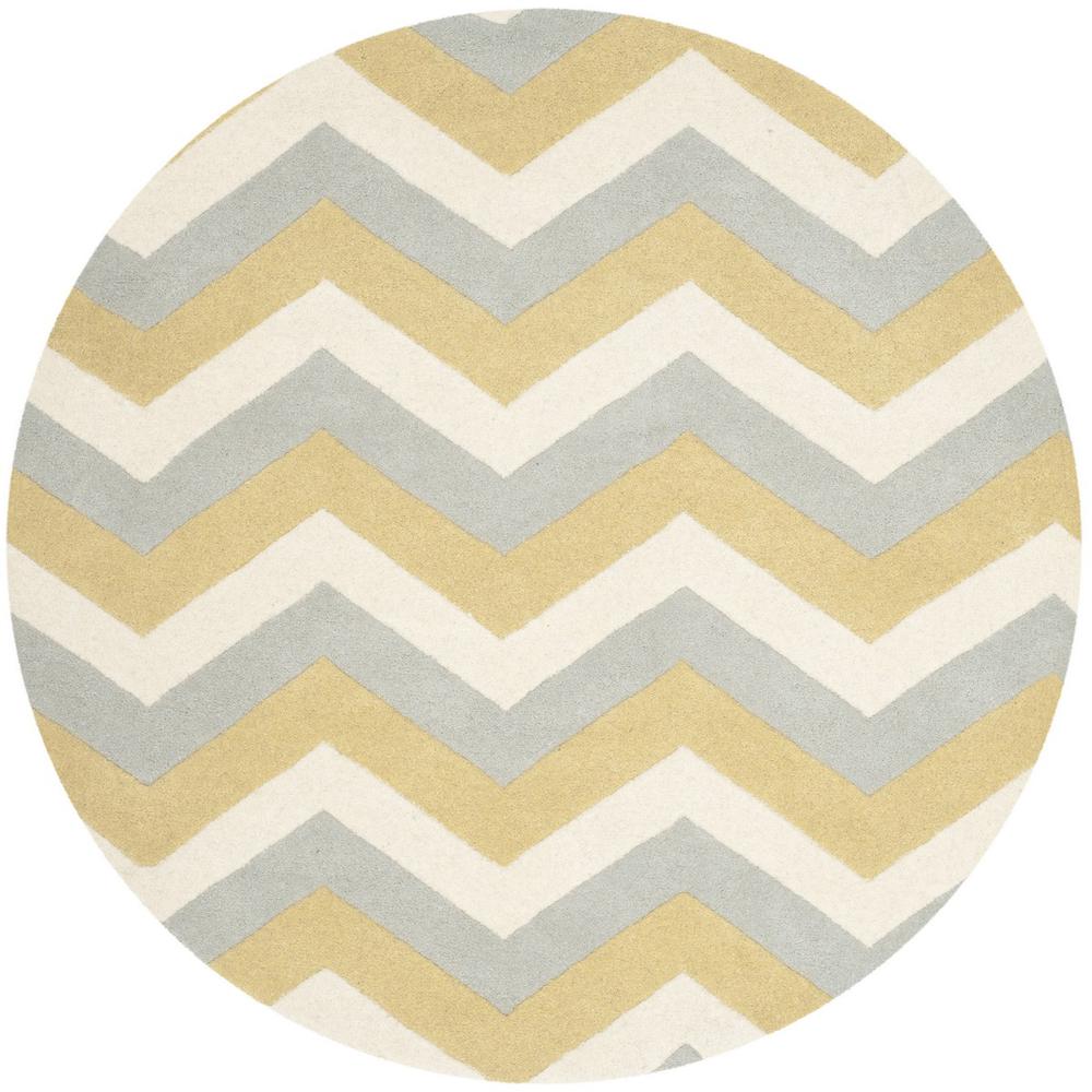 CHATHAM, GREY / GOLD, 7' X 7' Round, Area Rug