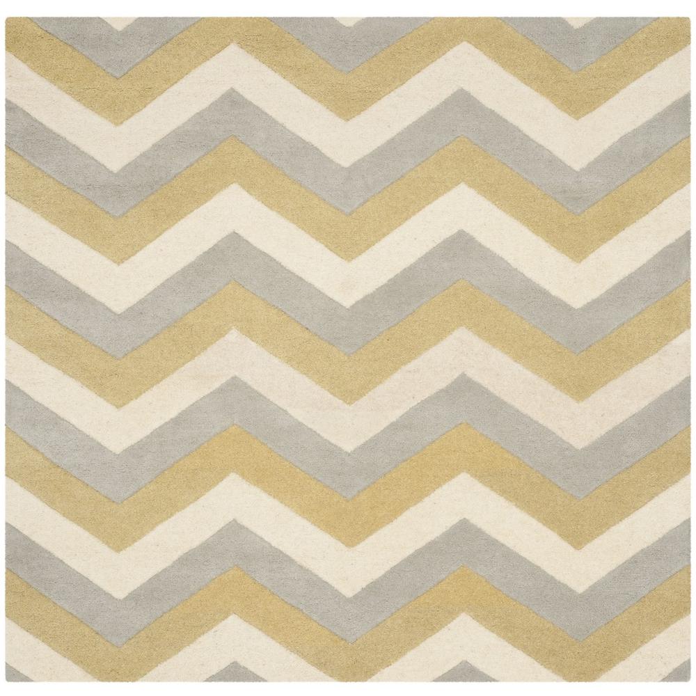 CHATHAM, GREY / GOLD, 7' X 7' Square, Area Rug