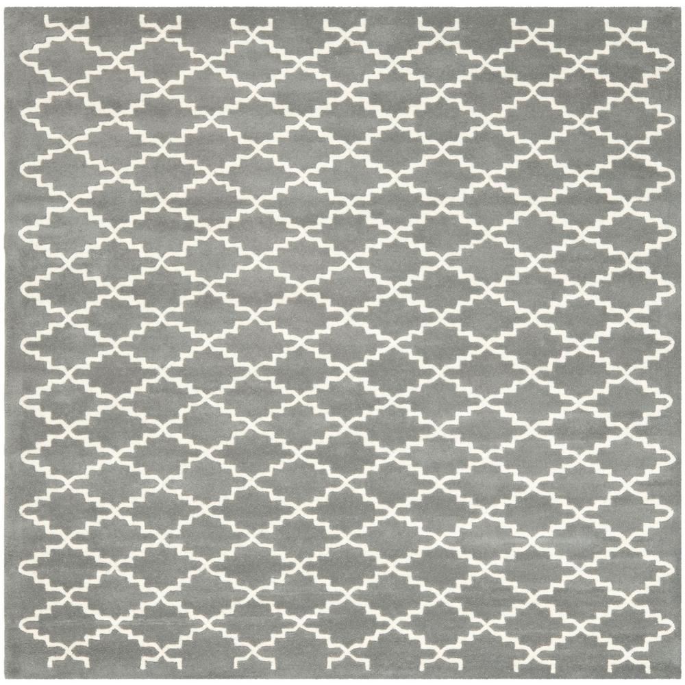CHATHAM, DARK GREY / IVORY, 8'-9" X 8'-9" Square, Area Rug, CHT721D-9SQ