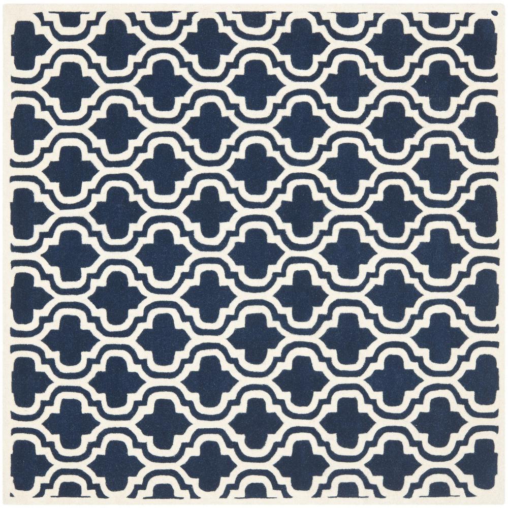 CHATHAM, DARK BLUE / IVORY, 5' X 5' Square, Area Rug, CHT727C-5SQ