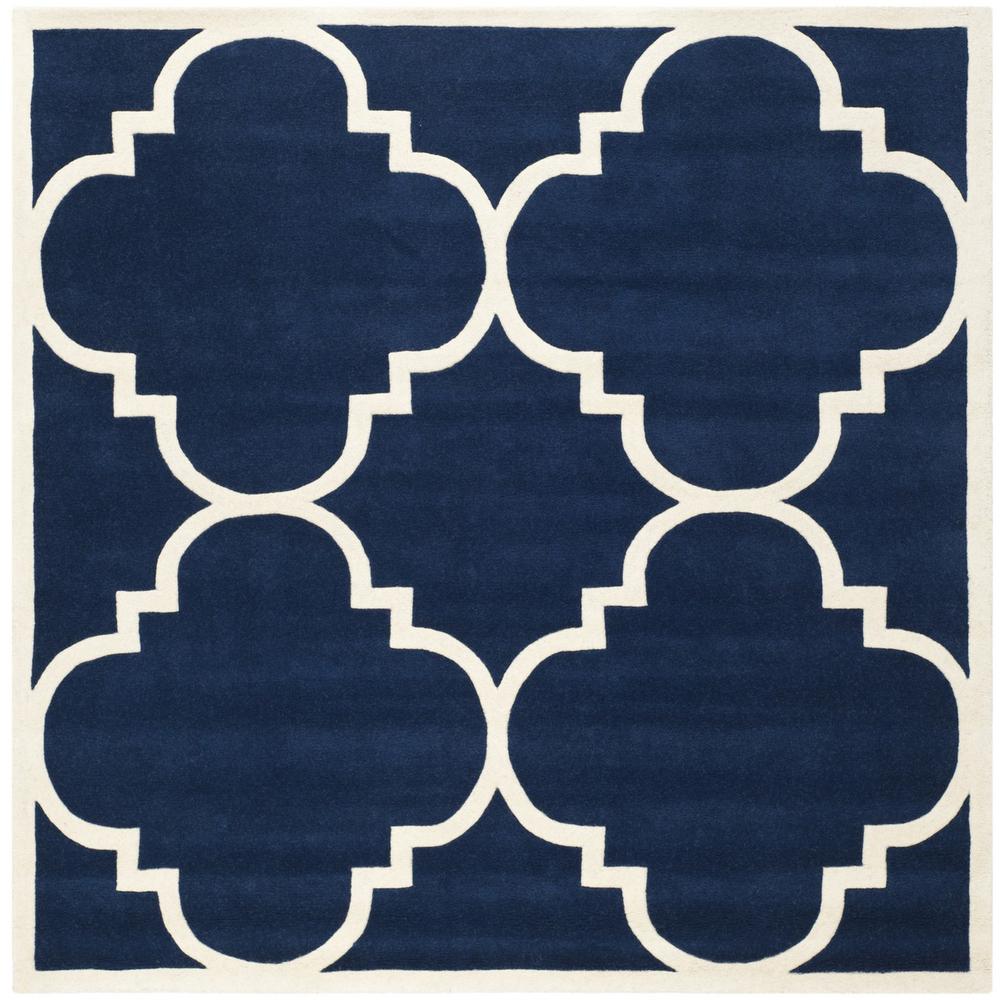 CHATHAM, DARK BLUE / IVORY, 5' X 5' Square, Area Rug, CHT730C-5SQ