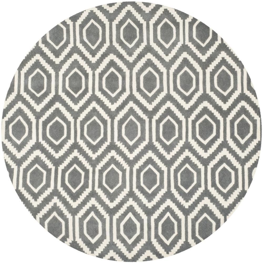 CHATHAM, DARK GREY / IVORY, 7' X 7' Round, Area Rug, CHT731D-7R