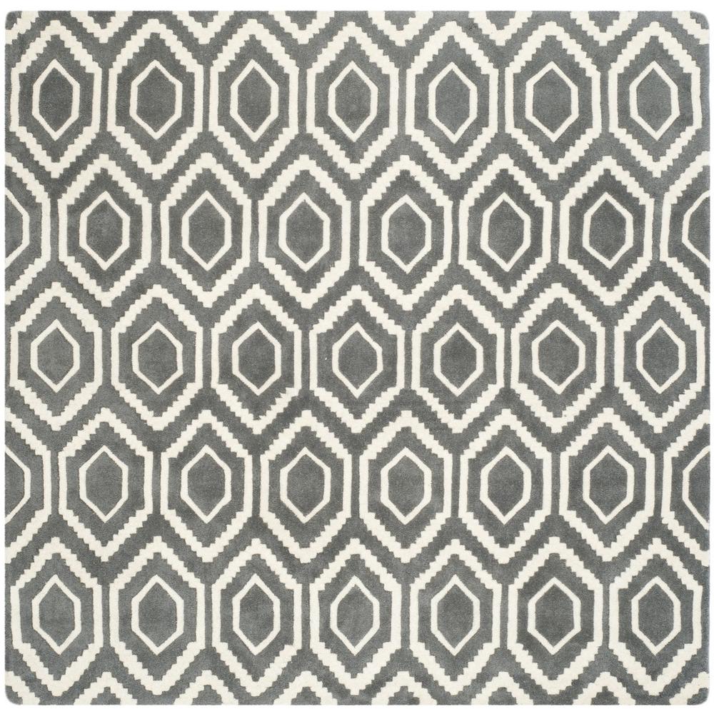 CHATHAM, DARK GREY / IVORY, 7' X 7' Square, Area Rug, CHT731D-7SQ