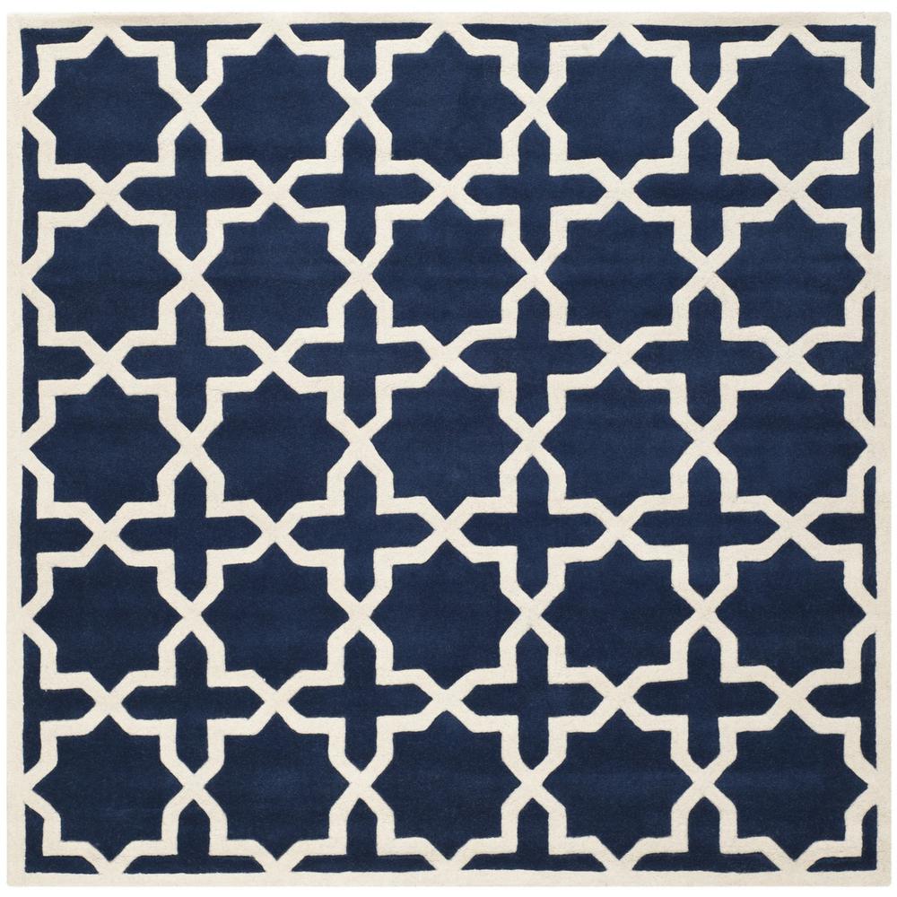 CHATHAM, DARK BLUE / IVORY, 5' X 5' Square, Area Rug, CHT732C-5SQ