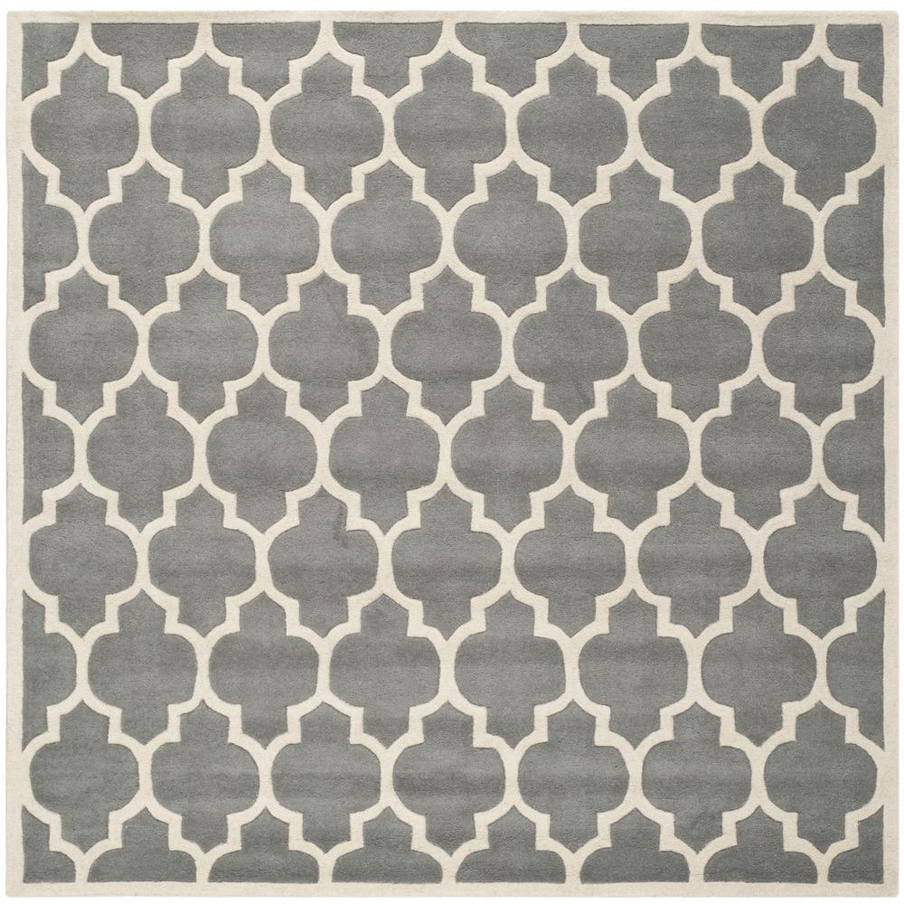 CHATHAM, DARK GREY / IVORY, 7' X 7' Square, Area Rug, CHT734D-7SQ