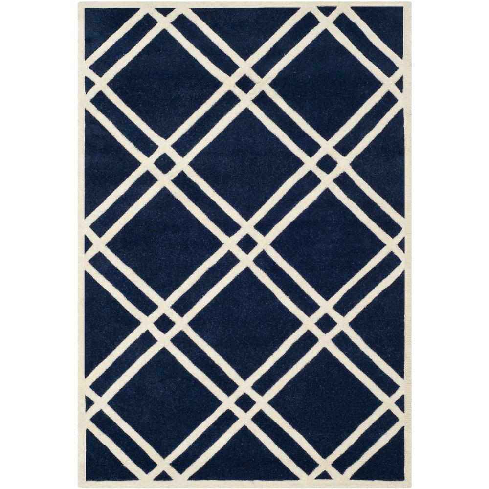 CHATHAM, DARK BLUE / IVORY, 4' X 6', Area Rug, CHT740C-4