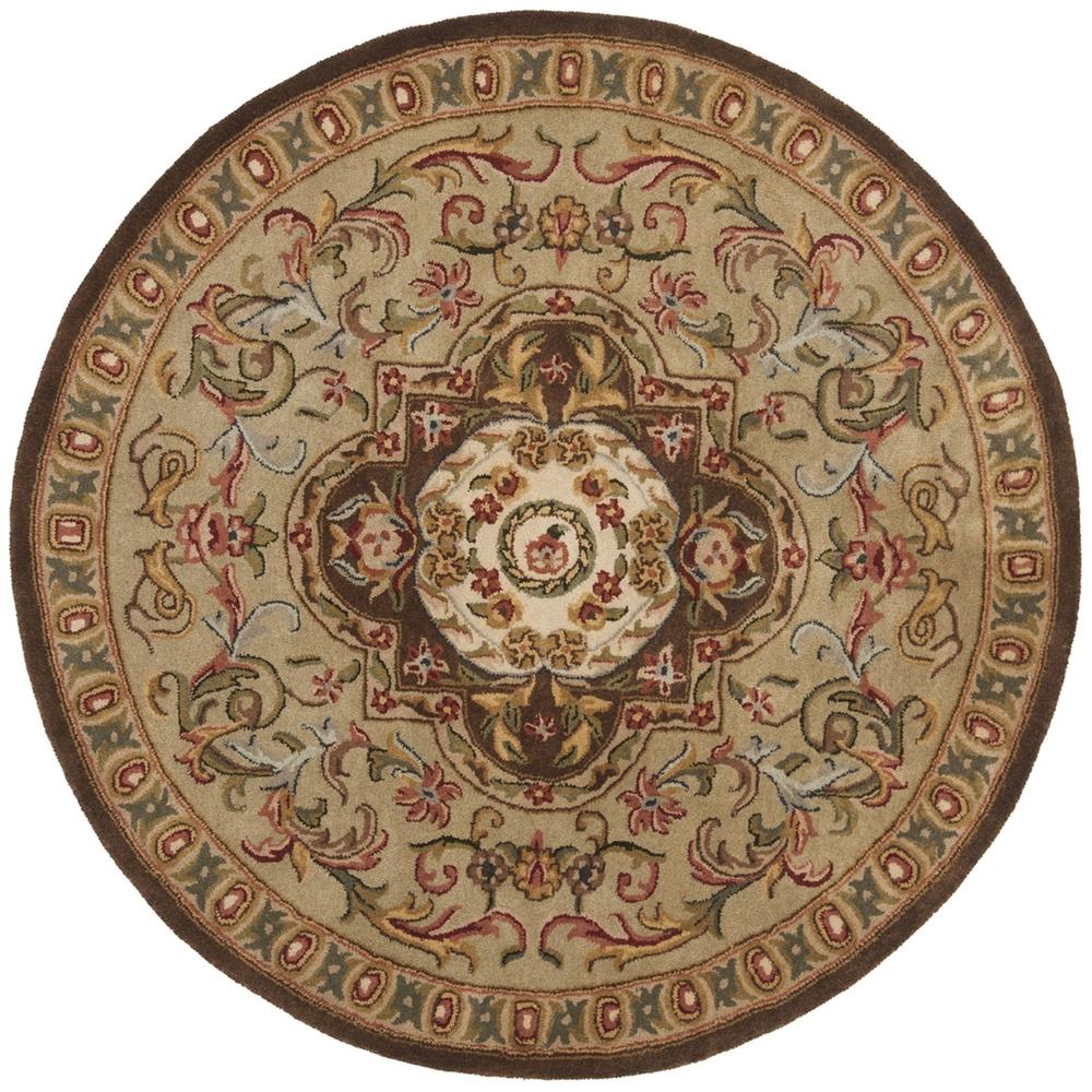 CLASSIC, BEIGE / OLIVE, 6' X 6' Round, Area Rug