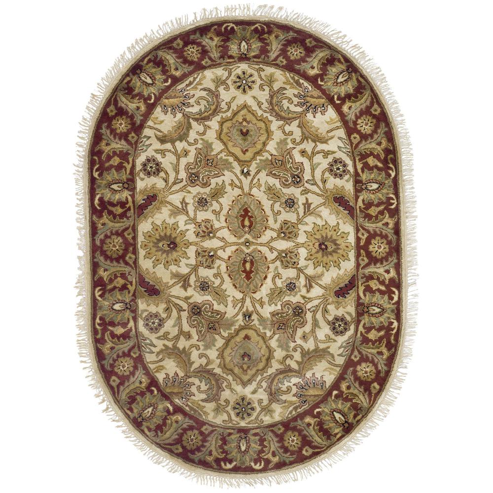 CLASSIC, IVORY / RED, 7'-6" X 9'-6" Oval, Area Rug