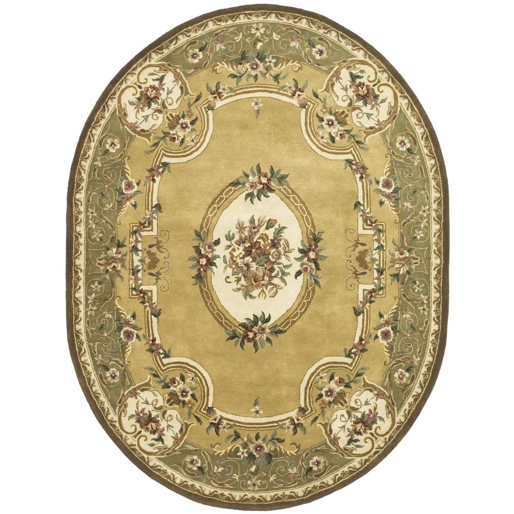CLASSIC, LIGHT GOLD / GREEN, 7'-6" X 9'-6" Oval, Area Rug