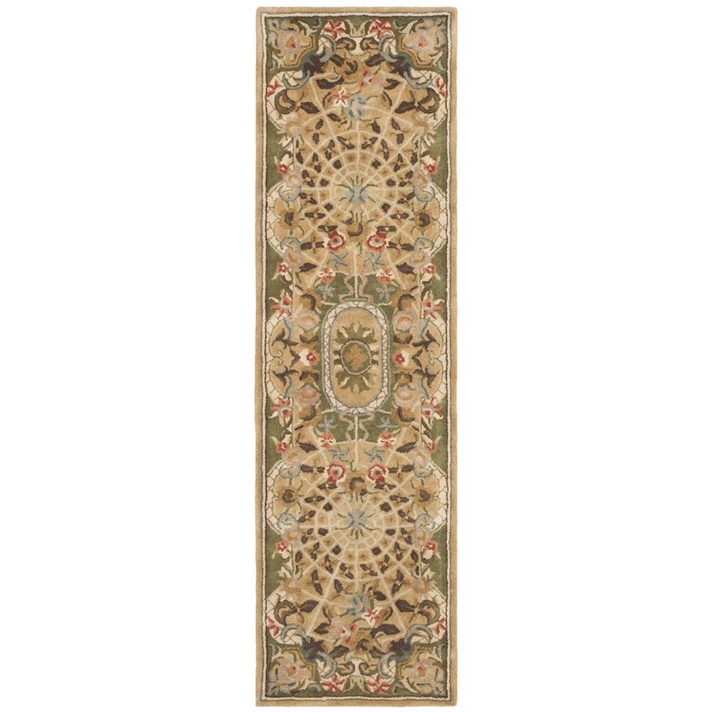 CLASSIC, TOUPE / LIGHT GREEN, 2'-3" X 12', Area Rug