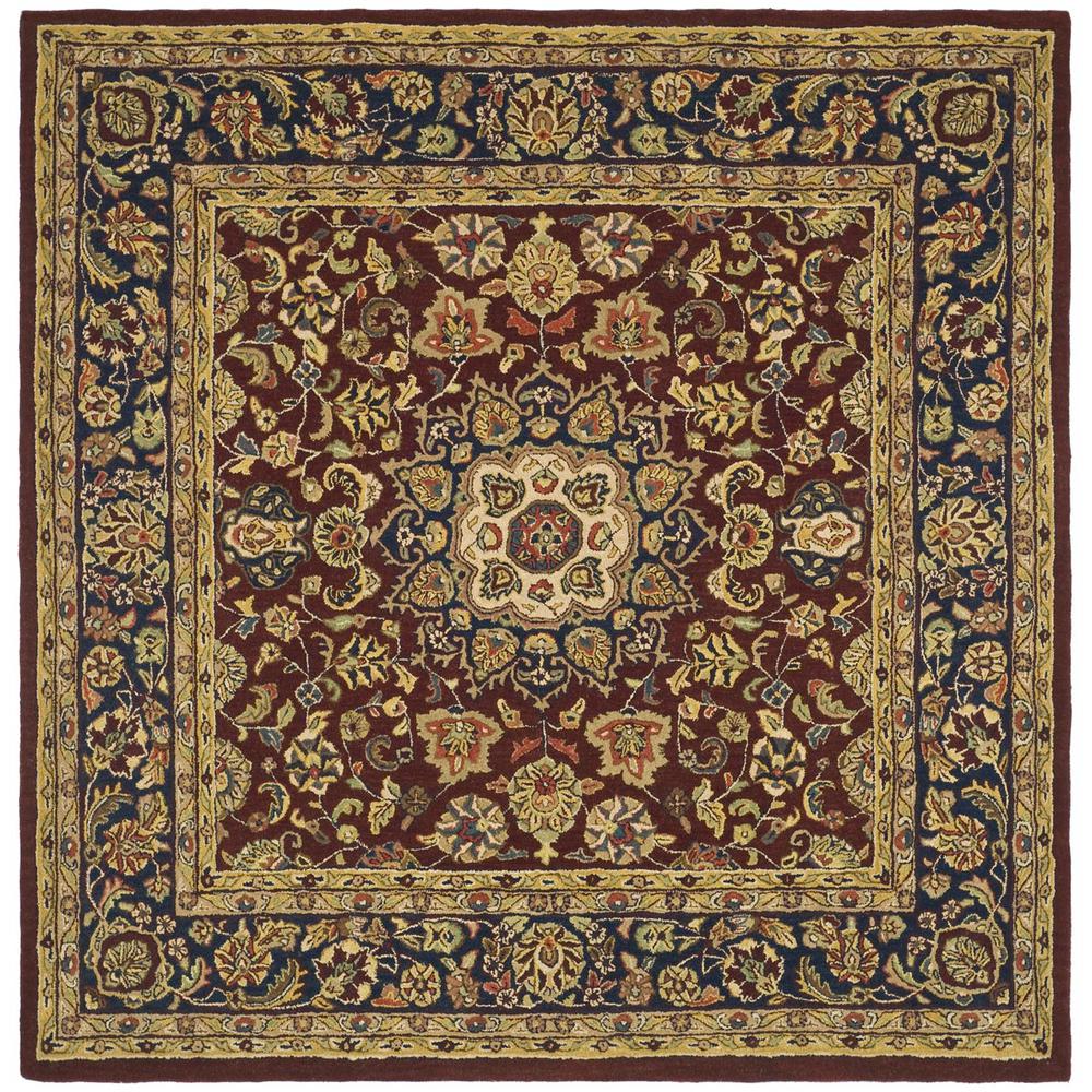 CLASSIC, BURGUNDY / NAVY, 8' X 8' Square, Area Rug