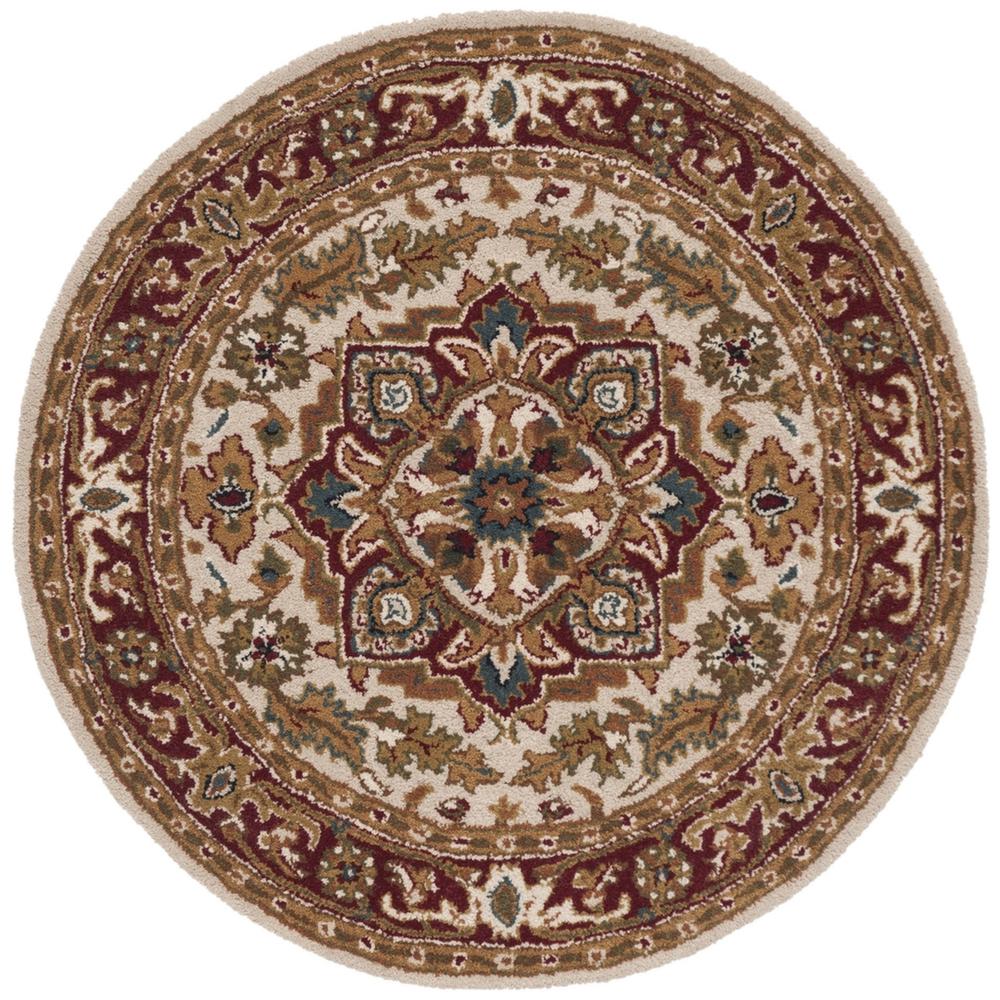 CLASSIC, LIGHT GOLD / RED, 6' X 6' Round, Area Rug