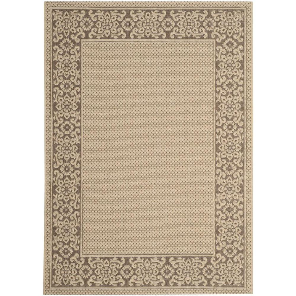 COURTYARD, CREAM / LIGHT CHOCOLATE, 6'-7" X 9'-6", Area Rug