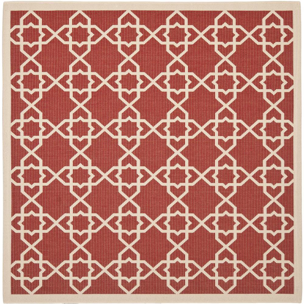 COURTYARD, RED / BEIGE, 7'-10" X 7'-10" Square, Area Rug