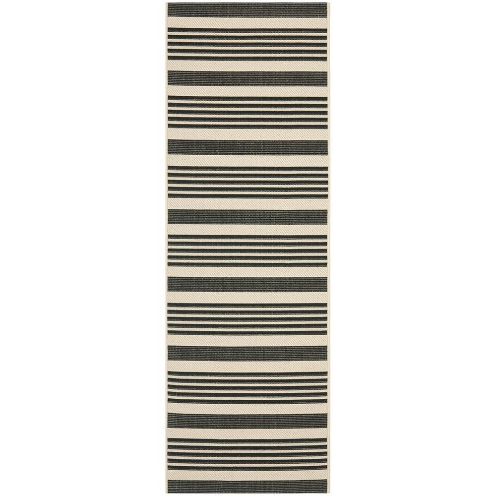 COURTYARD, BLACK / BONE, 2'-3" X 12', Area Rug