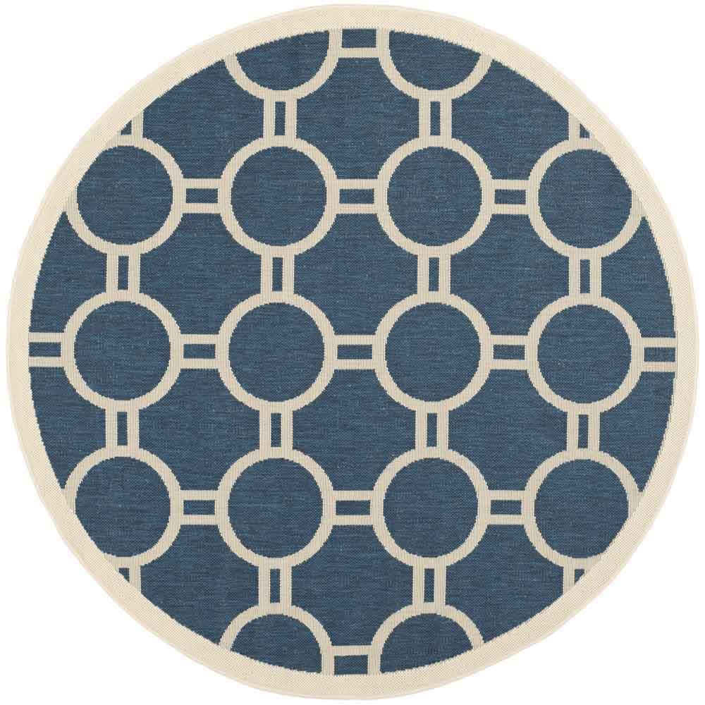 COURTYARD, NAVY / BEIGE, 6'-7" X 6'-7" Round, Area Rug, CY6924-268-7R