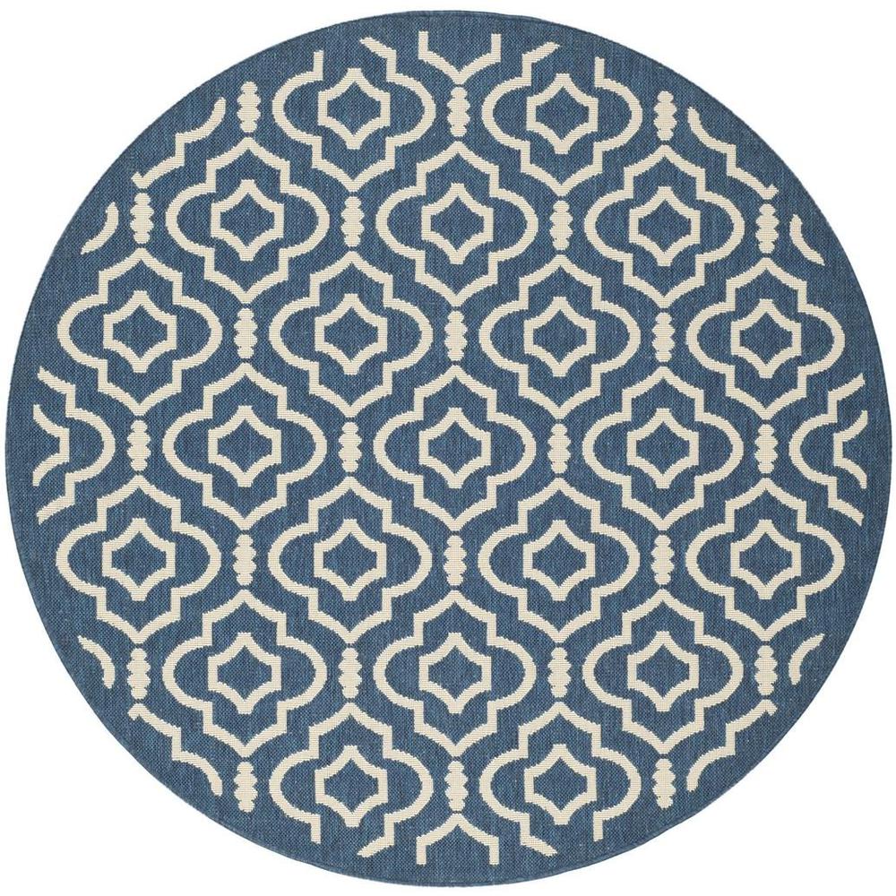 COURTYARD, NAVY / BEIGE, 6'-7" X 6'-7" Round, Area Rug, CY6926-268-7R