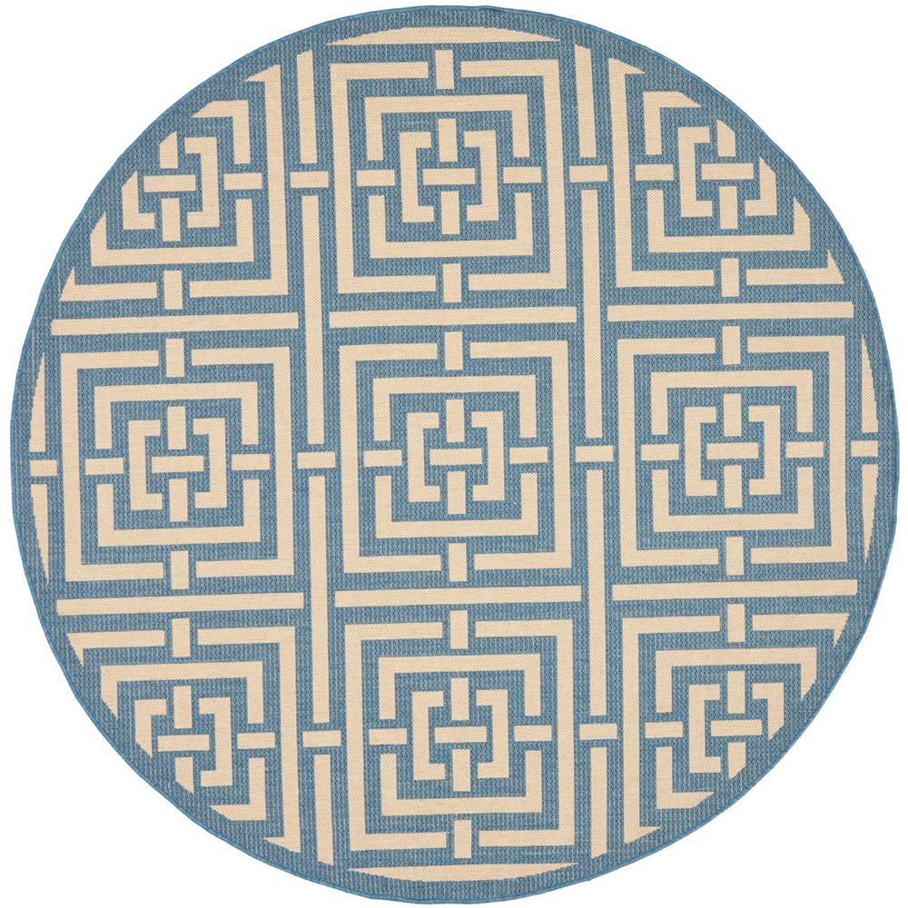 COURTYARD, BLUE / BONE, 6'-7" X 6'-7" Round, Area Rug, CY6937-23-7R