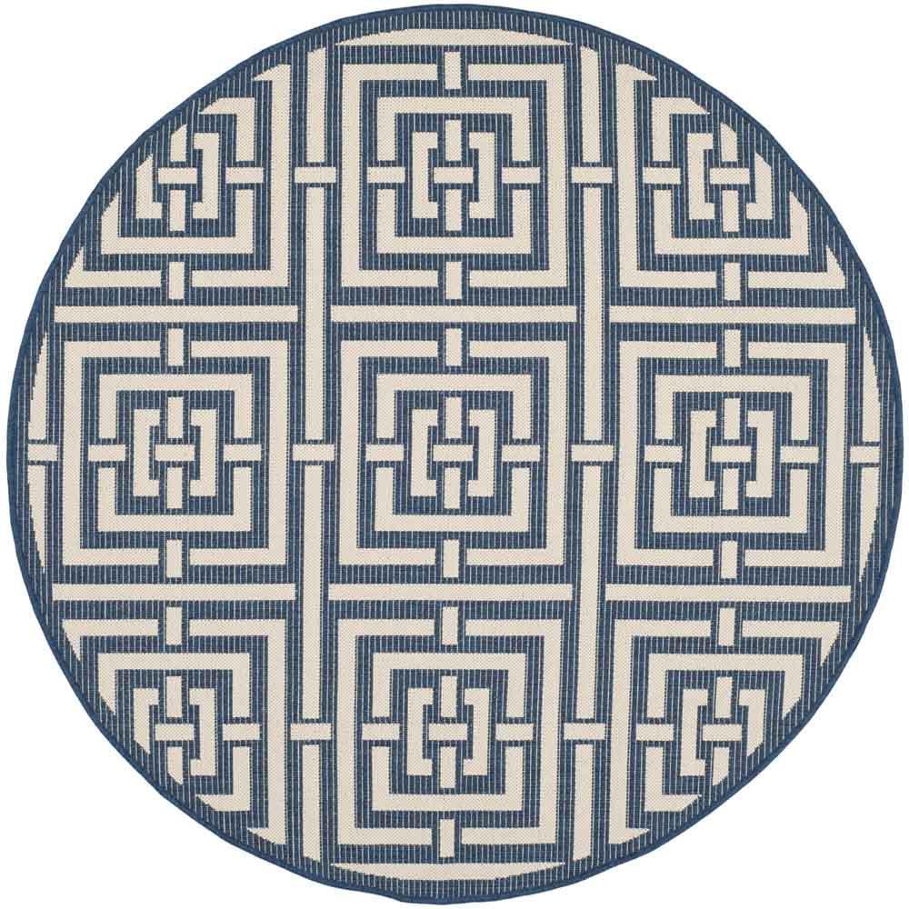 COURTYARD, NAVY / BEIGE, 6'-7" X 6'-7" Round, Area Rug, CY6937-268-7R