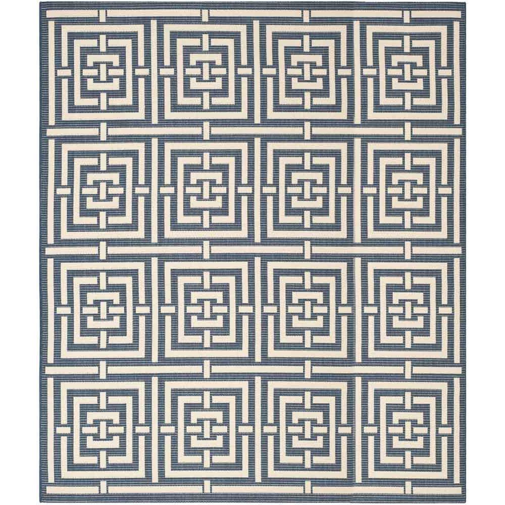 COURTYARD, NAVY / BEIGE, 9' X 12', Area Rug