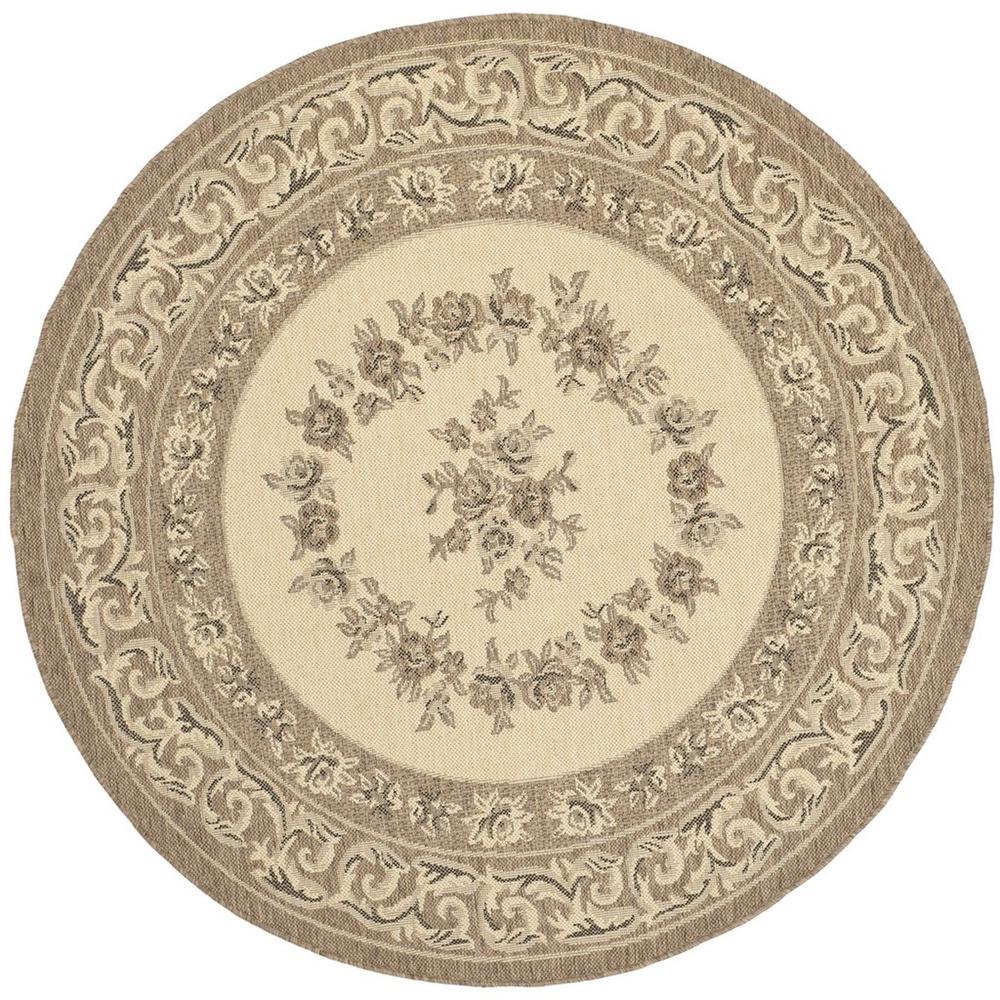 COURTYARD, CREME / BROWN, 6'-7" X 6'-7" Round, Area Rug