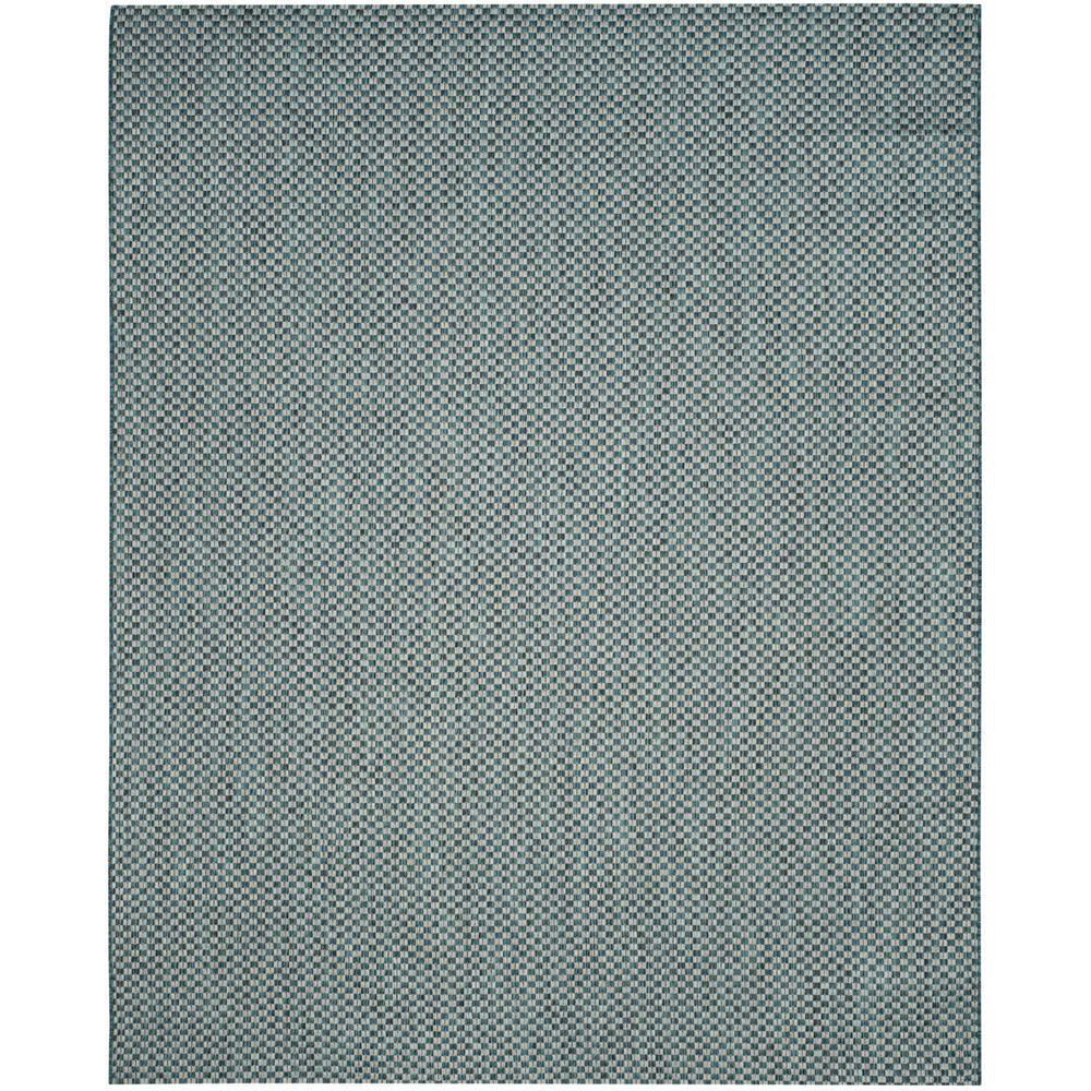 COURTYARD, TURQUOISE / LIGHT GREY, 9' X 12', Area Rug