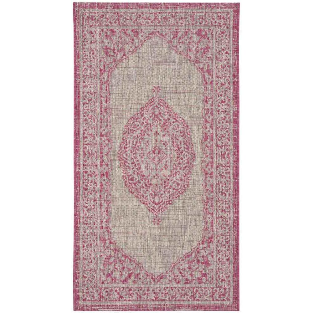 COURTYARD, LIGHT GREY / FUCHSIA, 2'-7" X 5', Area Rug, CY8751-39712-3