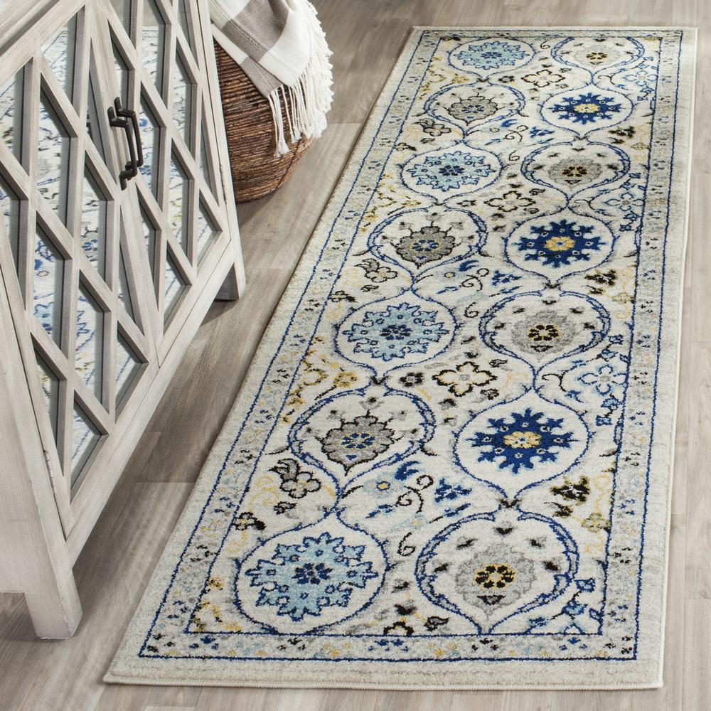 EVOKE, IVORY / BLUE, 2'-2" X 9', Area Rug, EVK210C-29