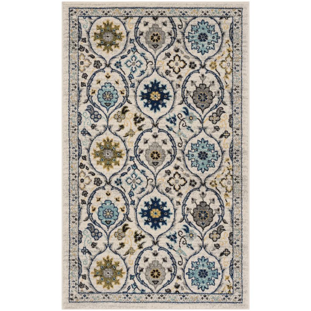 EVOKE, IVORY / BLUE, 3' X 5', Area Rug, EVK210C-3