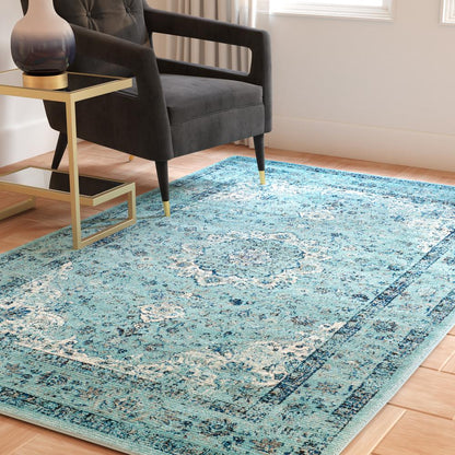 EVOKE, LIGHT BLUE / LIGHT BLUE, 6'-7" X 9', Area Rug